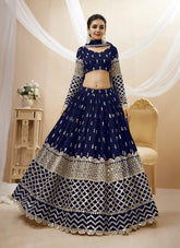 Elegant Georgette Lehenga Choli in Navy Blue